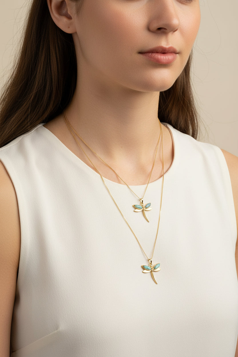 Larimar Dragonfly Charm