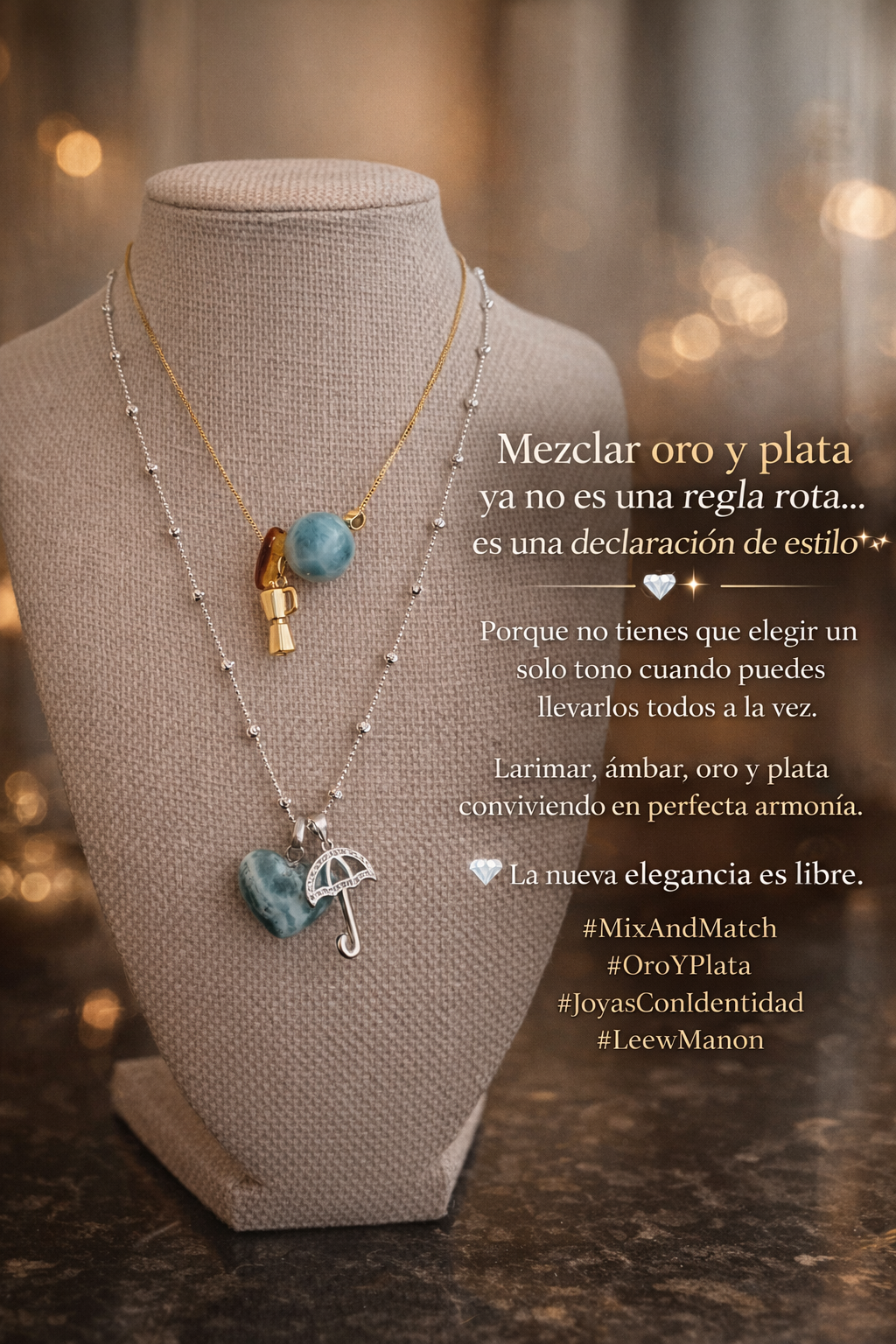 Cadena Coffee Love – Larimar, Corazón