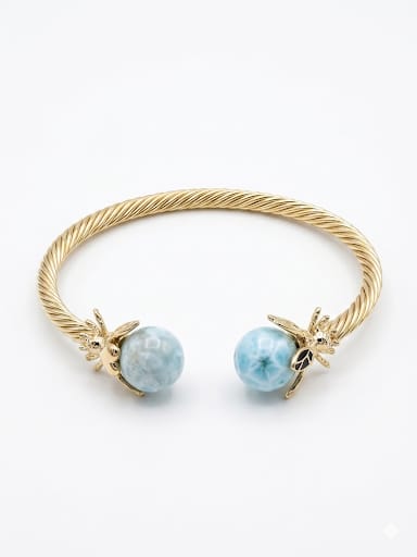 Dominican Larimar Bracelet – Gold Plated | Pulsera de Larimar Dominicano – Chapada en Oro