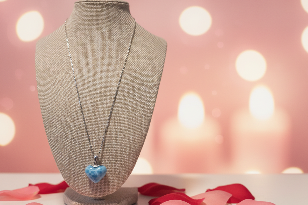 Larimar Heart Pendant – Dominican Blue Stone
