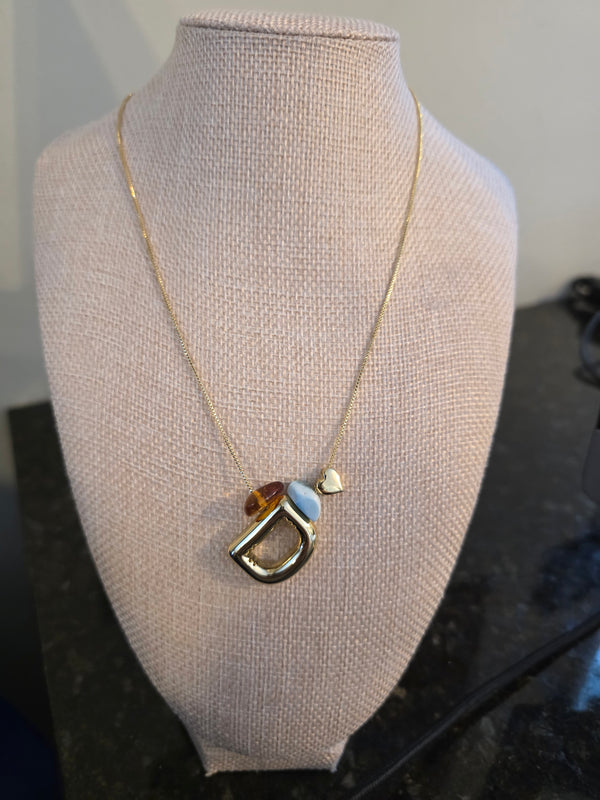 Cadena Ajustable con Inicial y Dijes de Larimar y Ámbar