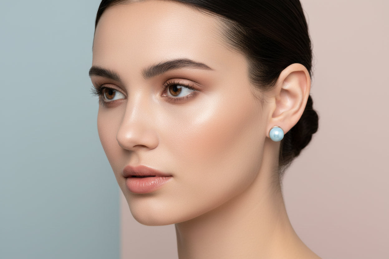 Dormilonas de Larimar con Bolitas – Plata 925