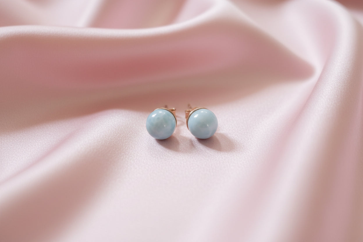 Dormilonas de Larimar con Bolitas – Plata 925