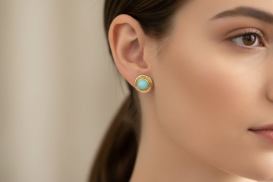 Dormilonas de forma circular con larimar natural