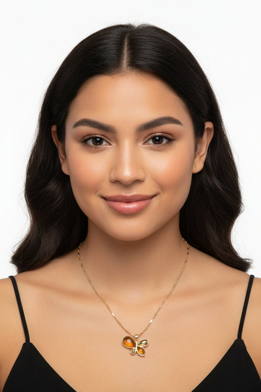Libélula Ámbar — Collar Chapado