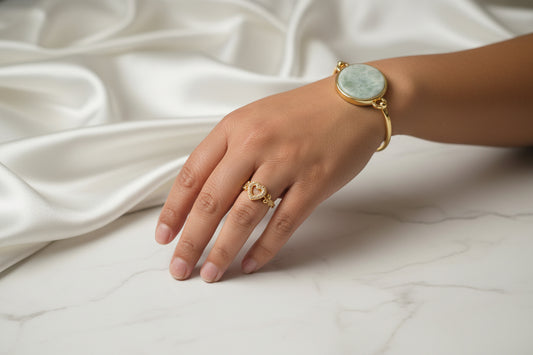 💙 Larimar Circle — Pulsera Cerrada Chapada