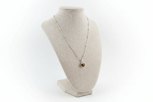 Cadena de Plata con Corazón de Ámbar – Plata 925