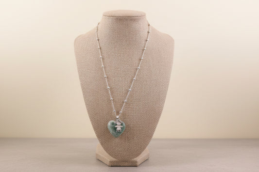 Cadena de Plata 925 con Dije de corazon de Larimar y Niña de plata
