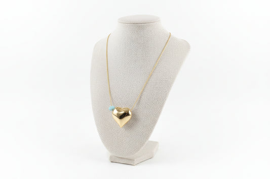 Cadena con corazón grande con chispa de larimar
