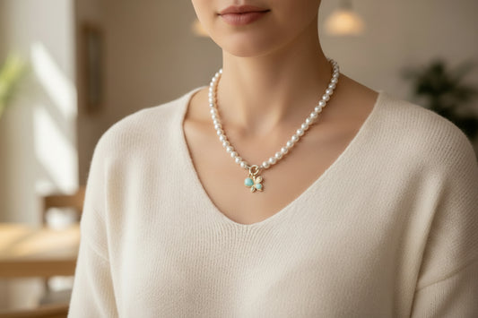 Pulsera y choker de perlas-Colección Perlas &amp; Larimar