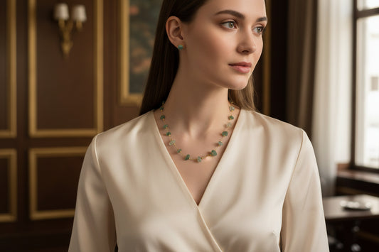 Choker de Jade Y Dormilonas de Larimar