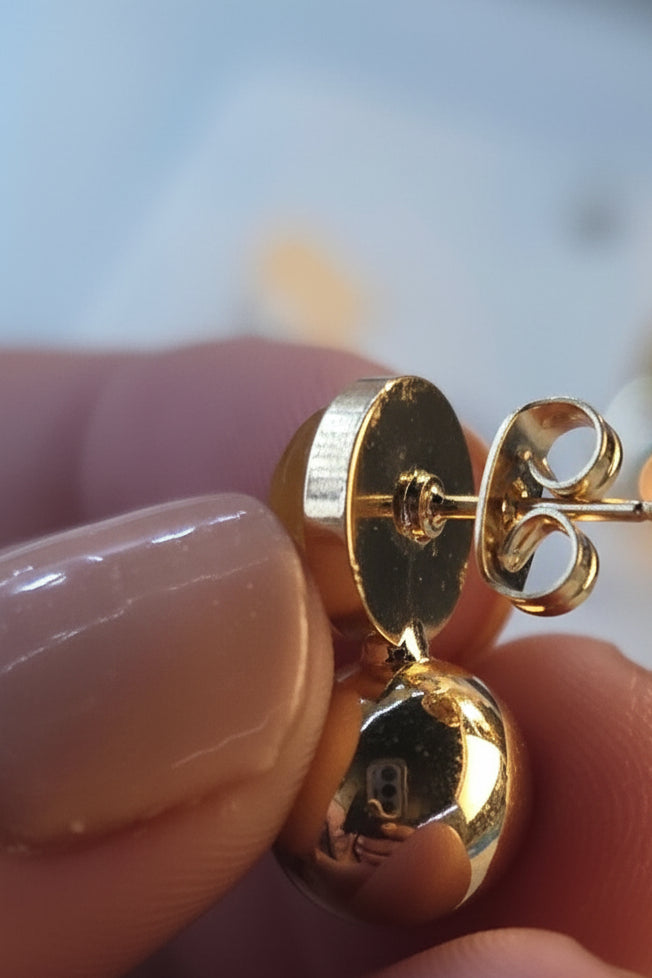 Aretes Doble Bola #12 — Ámbar Dominicano / Double Ball Earrings #12 — Dominican Amber 20980