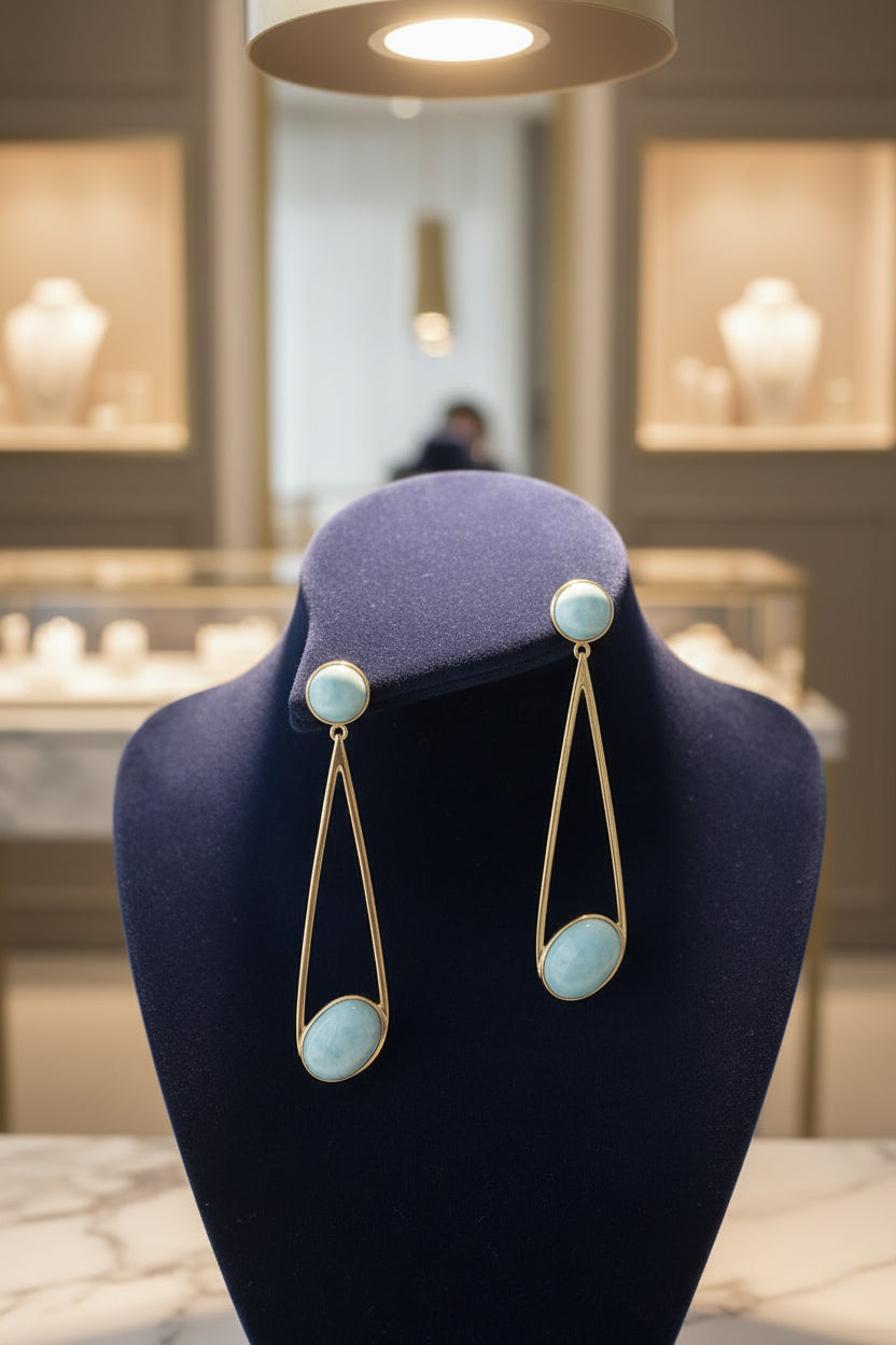 Aretes larimar Doble piedra Lgs