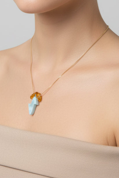 Rayito de Larimar con Ámbar- necklace