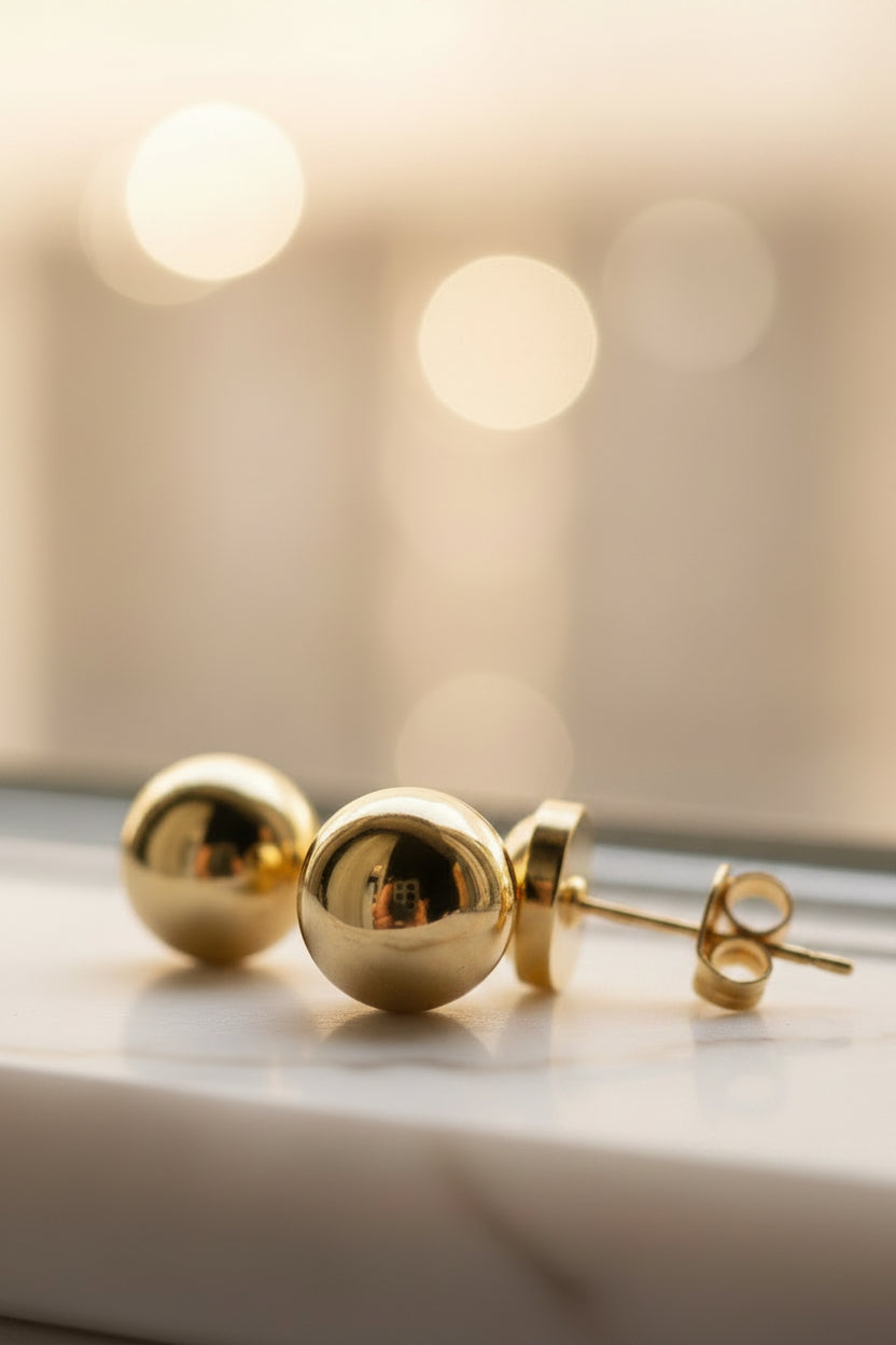 Aretes Doble Bola #12 — Ámbar Dominicano / Double Ball Earrings #12 — Dominican Amber 20980