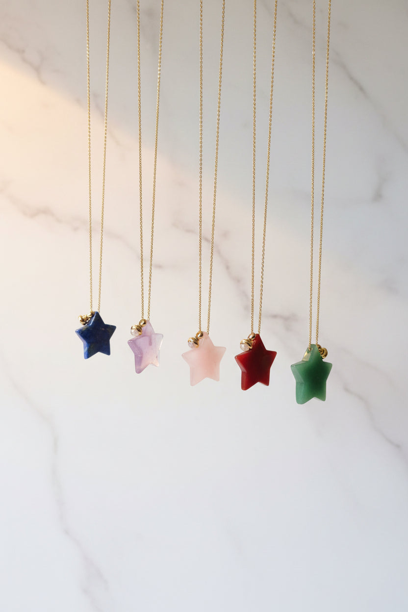 Estrellas de Colores Necklace — Natural Stone Star Pendant