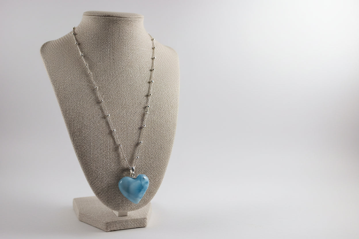 Larimar Heart Pendant – Dominican Blue Stone