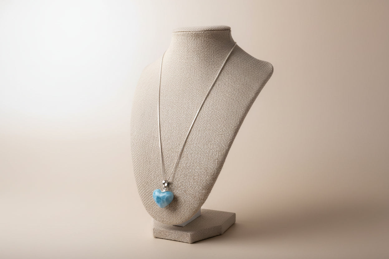 Larimar Heart Pendant – Dominican Blue Stone