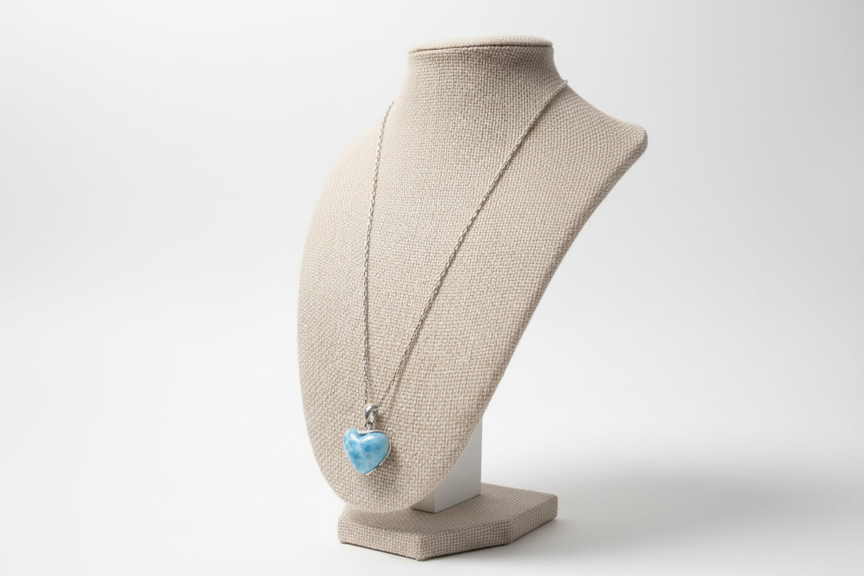 Larimar Heart Pendant – Dominican Blue Stone