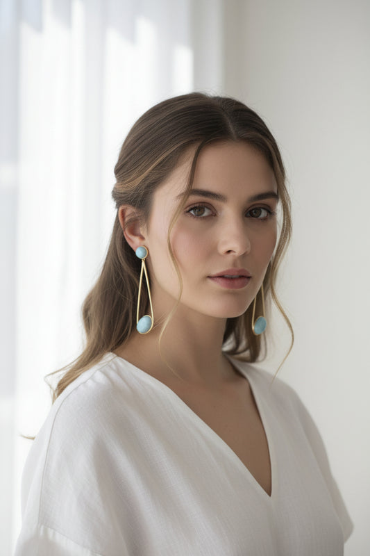 Aretes larimar Doble piedra Lgs