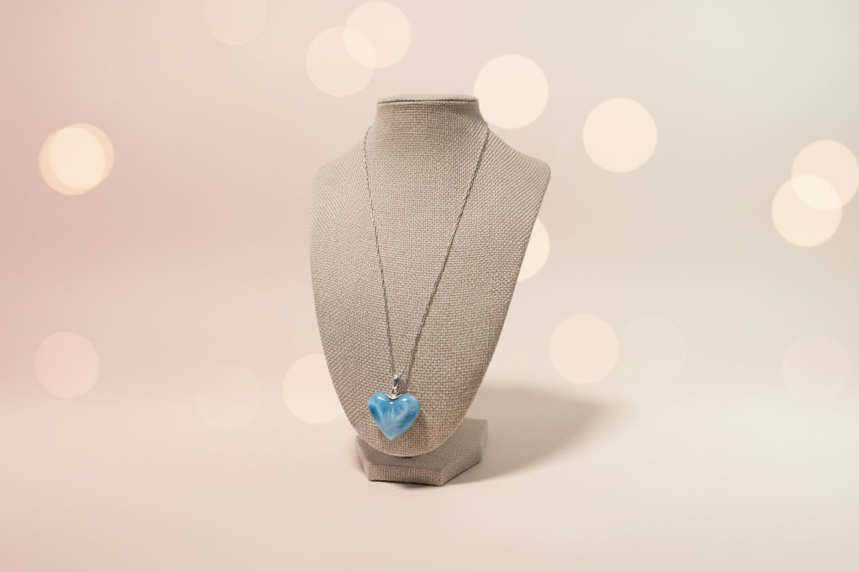 Larimar Heart Pendant – Dominican Blue Stone