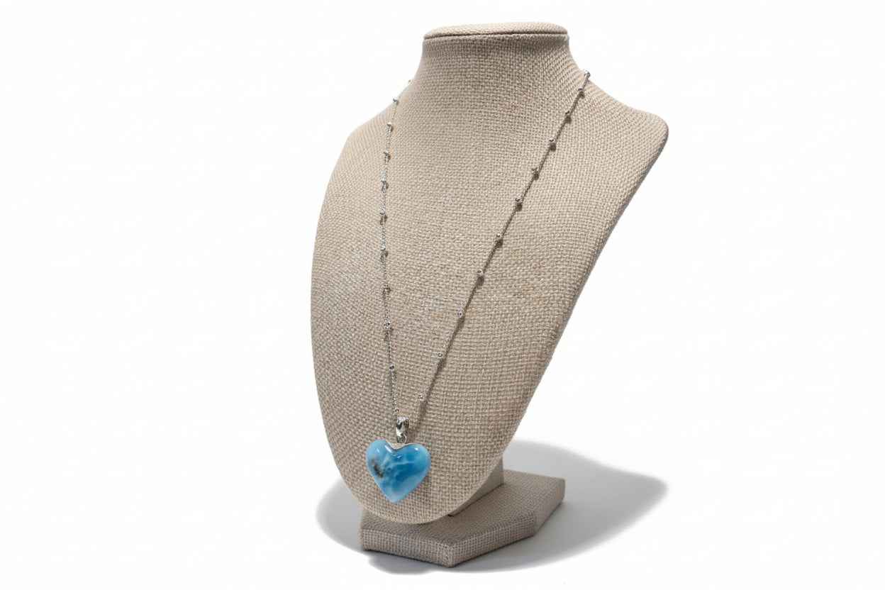 Larimar Heart Pendant – Dominican Blue Stone